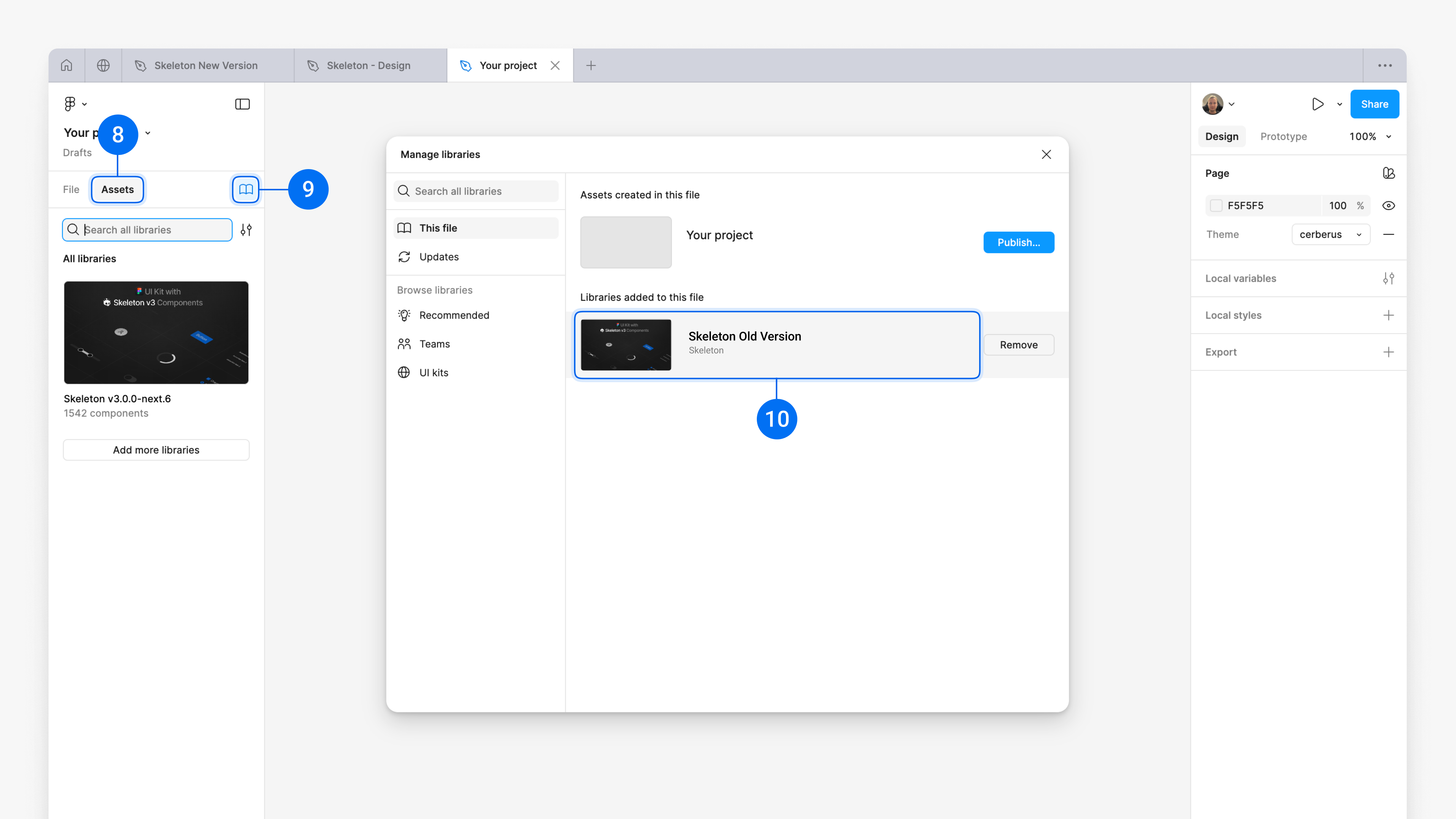 Open manage libraries