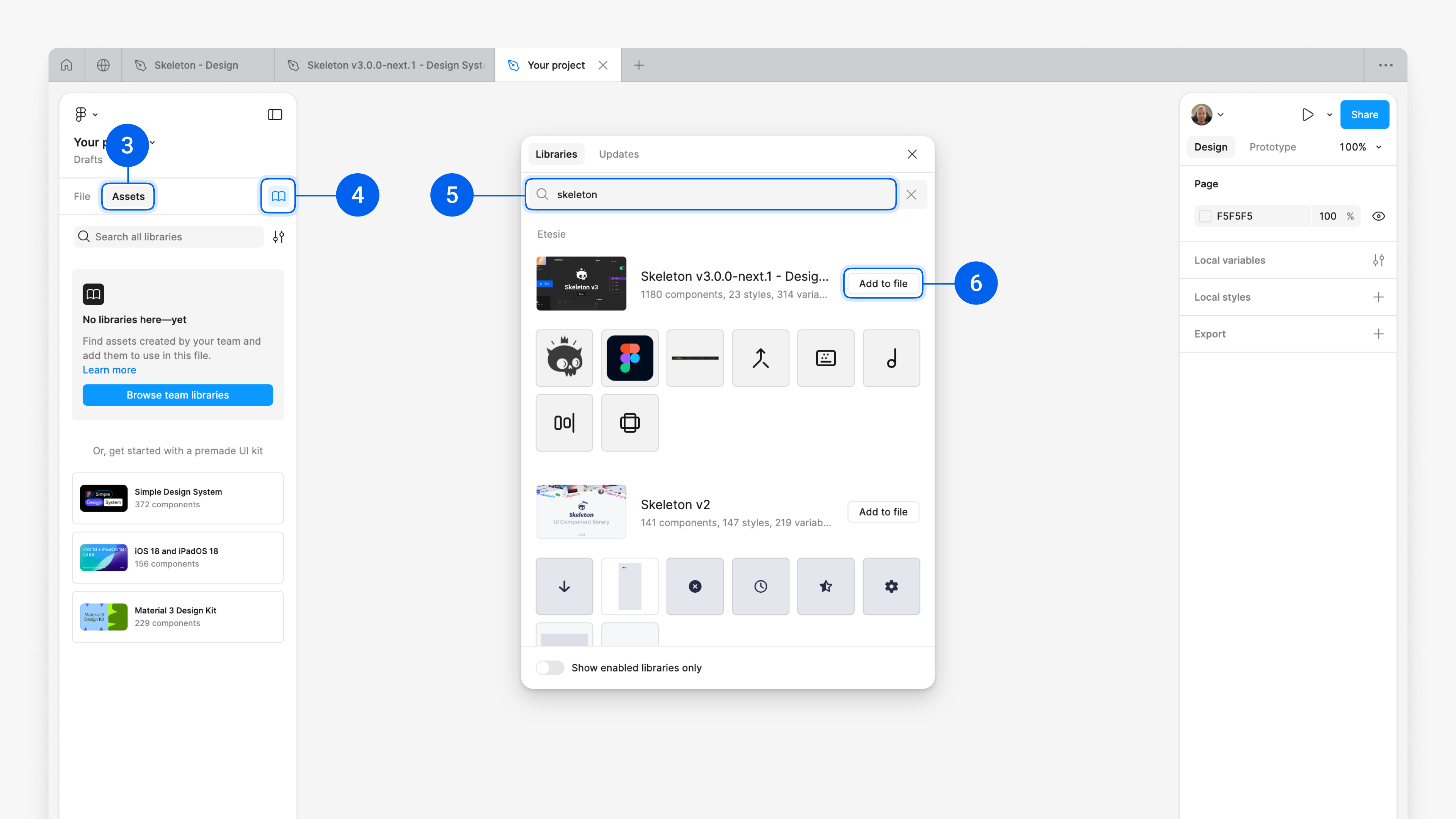 Add Figma library to file
