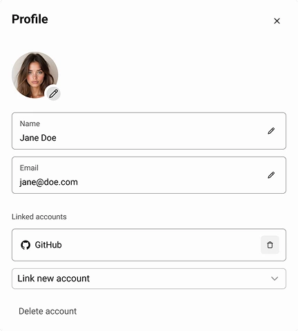 User profile settings