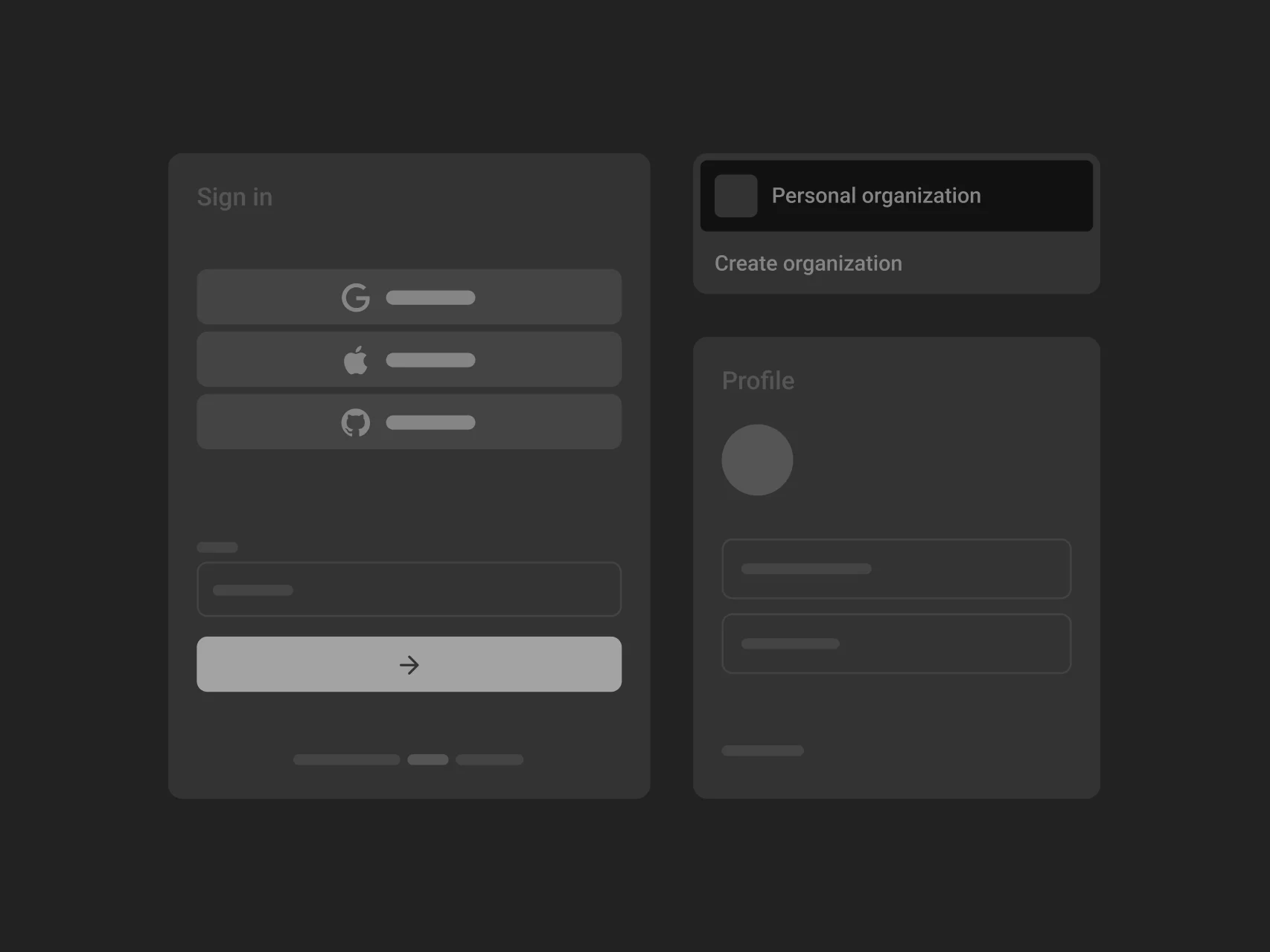 Auth UI preview in dark mode