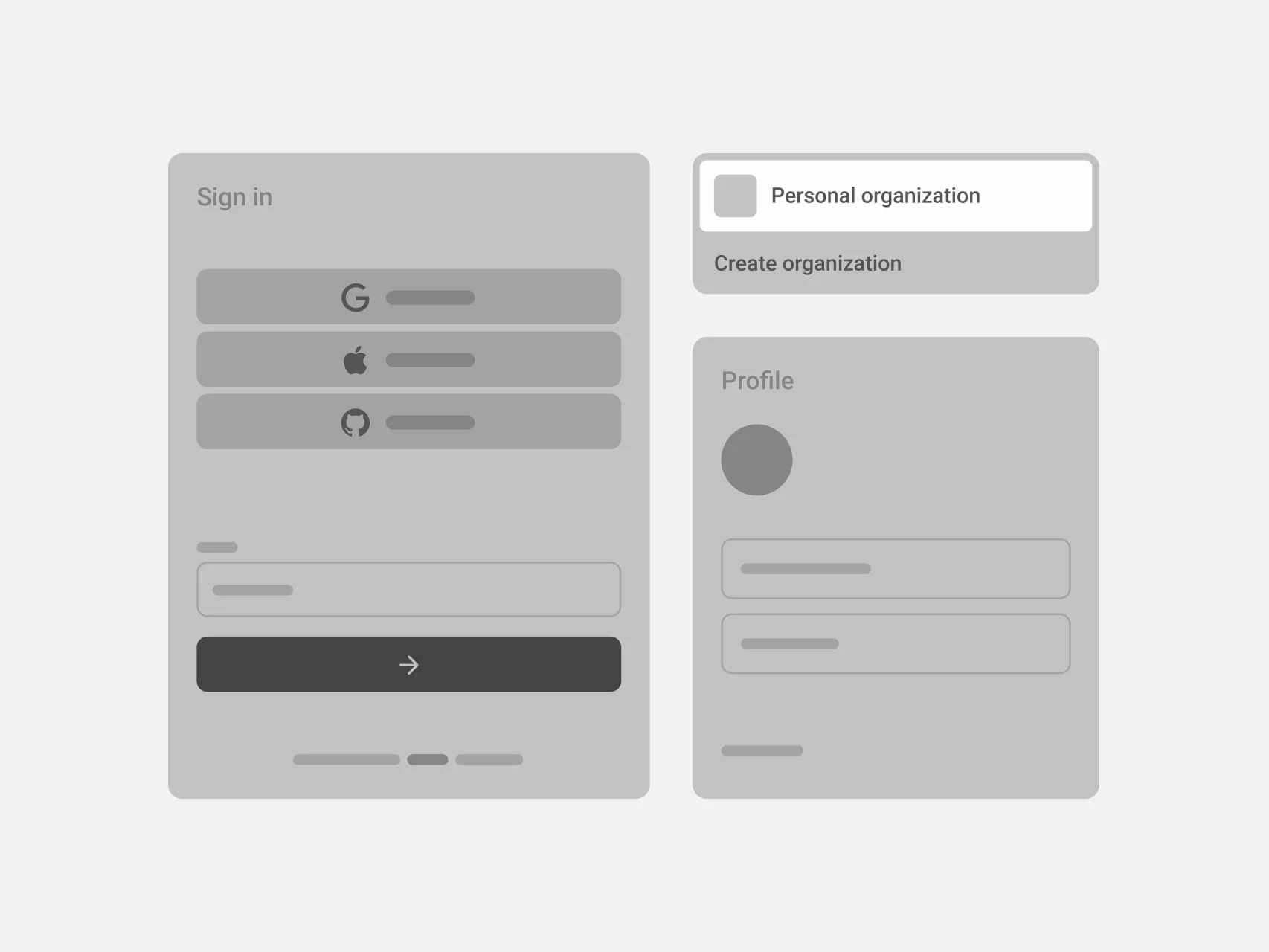 Auth UI preview in light mode
